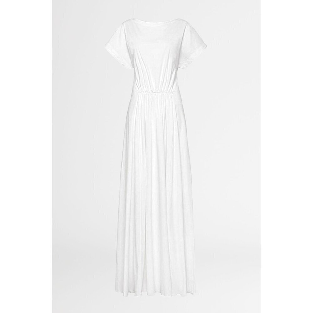 Esse Gathered Front White Maxi Dress Poplin 6 NWT